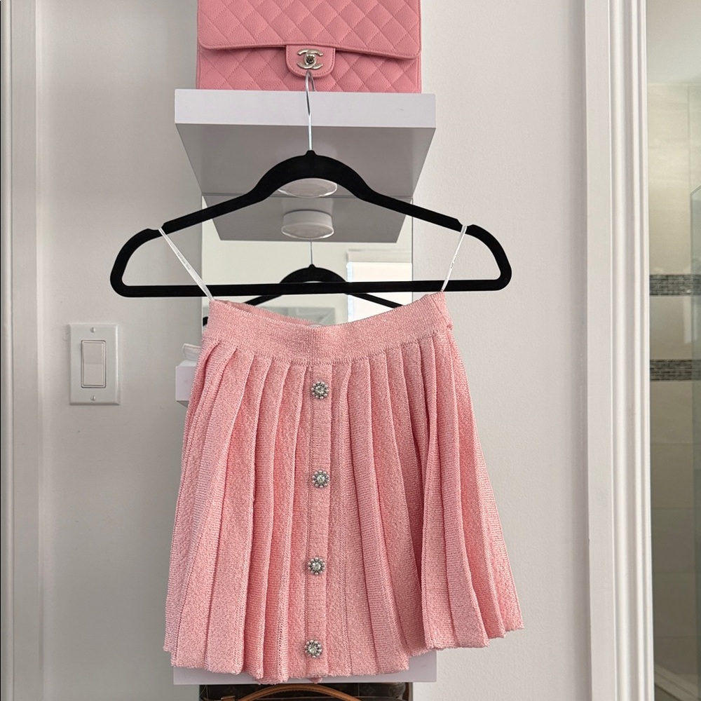 Self-Portrait Blush Pleated Mini Skirt
